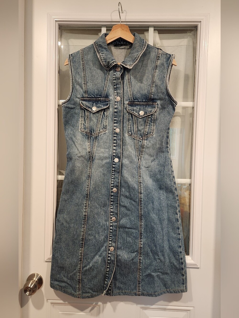 Zara Sleeveless Denim Midi Dress - Light Blue